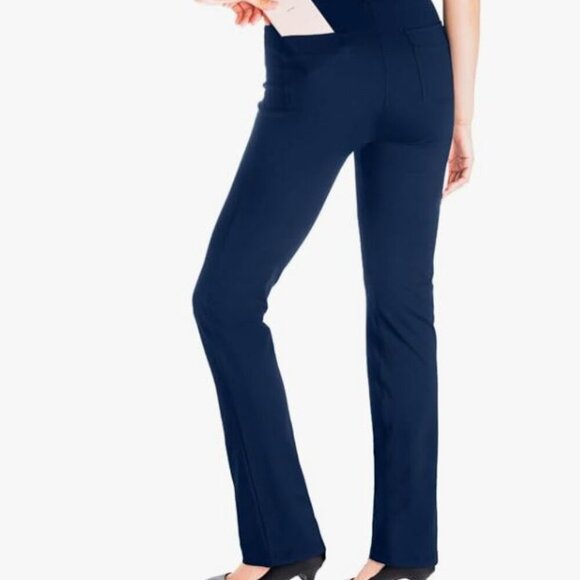 NEW Yogipace Yoga Dress Pants Straight Leg Stretch Navy 2 Back Pockets NWT Small - Picture 7 of 8